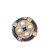 Chanel CC Gold Plated Resin and Faux Pearl Round Brooch Secondhand