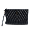 Saint Laurent Chevron Calfskin Monogram Zip A4 Pouch Secondhand