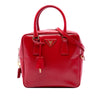 Prada Small Saffiano Vernice Square Bauletto Satchel Secondhand