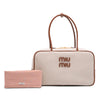 Miu Miu Large Canvas and Leather Logo Beau Handbag Secondhand