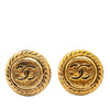 Chanel Gold Plated CC Round Clip On Earrings Secondhand