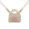 Chanel CC Gold Plated Faux Pearl and Rhinestones Bag Necklace Secondhand