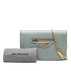 Secondhand Balenciaga Goatskin Motocross Metallic Edge Wallet on Chain