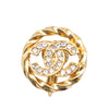 Chanel CC Gold Plated Rhinestone Round Clip On Earrings Secondhand