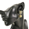 Chanel CC Gold Plated Rhinestone Embellished Drop Bullet Back Earrings Secondhand