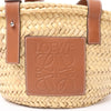 LOEWE Anagram Basket Small Raffia x Leather Handbag in Beige x Brown Secondhand