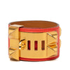 Hermès Epsom and Gold Plated Collier de Chien Bracelet Secondhand