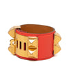 Hermès Epsom and Gold Plated Collier de Chien Bracelet Secondhand