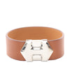 Hermès Barenia and Palladium Plated Super H Bracelet T4 Secondhand