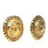 Chanel CC Gold Plated Logo Round Clip On Earrings Secondhand