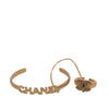 Chanel Gold Plated CC Rhinestone and Logo Cuff Bracelet and Ring Set Secondhand