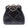Chanel Quilted Aged Lambskin Kiss Lock Clutch with Chain Secondhand