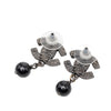 Chanel CC Brass Beaded Drop Push Back Earrings Secondhand