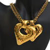 Chanel CC Gold Plated Double Heart Pendant Necklace Secondhand