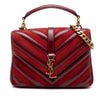 Saint Laurent Medium Calfskin and Suede Chevron Monogram College Satchel Secondhand