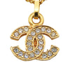Chanel Gold Plated Crystal CC Pendant Necklace Secondhand