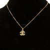 Chanel Gold Plated Crystal CC Pendant Necklace Secondhand