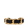 Chanel Gold Plated Leather Woven in Chain Cuff Bracelet Secondhand