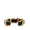 Chanel Gold Plated Leather Woven in Chain Cuff Bracelet Secondhand