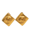 Chanel Gold Plated CC Rhombus Clip On Earrings Secondhand