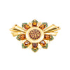 Secondhand Retro Sunburst Brooch in Gold with Garnet and Emerald Accents ' 60s