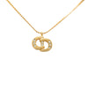 Dior Gold Plated Strass CD Logo Pendant Necklace Secondhand
