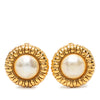 Chanel CC Gold Plated Faux Pearl Clip On Earrings Secondhand