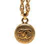 Chanel CC Gold Plated Round Pendant Necklace Secondhand