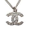 Secondhand Chanel Silver Plated CC Rhinestone Pendant Necklace