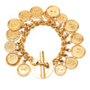 Celine Gold Plated Sport Button Medallion Charm Bracelet Secondhand