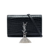 Saint Laurent Croc Embossed Leather Monogram Kate Tassel Wallet on Chain Secondhand