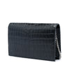 Saint Laurent Croc Embossed Leather Monogram Kate Tassel Wallet on Chain Secondhand