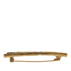 Chanel Gold Plated and Leather Logo Plate Pin Brooch Secondhand