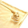 Chanel Gold Plated and Leather Logo Plate Pin Brooch Secondhand