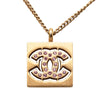 Chanel CC Gold Plated Strass Square Pendant Necklace Secondhand
