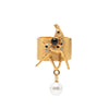 Chanel Gold Plated Rhinestone and Faux Pearl Bambi Ring Secondhand