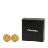 Chanel Gold Plated CC Quilted Round Clip On Earrings Secondhand