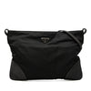 Prada Vitello Daino Trimmed Tessuto Zip Top Crossbody Secondhand