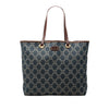 Celine Studded Leather Trimmed Macadam Denim Tote Secondhand