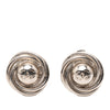 Chanel CC Silver Plated Round Clip on Earrings Secondhand