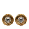 Chanel Gold Plated Rhinestone Round Clip On Earrings Secondhand