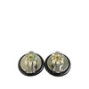 Chanel CC Silver Plated Resin Round Mirror Clip On Earrings Secondhand