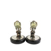 Chanel CC Silver Plated Resin Round Mirror Clip On Earrings Secondhand