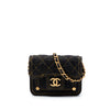 Chanel Mini Quilted Denim Double You Card Holder with Chain Secondhand