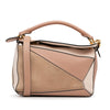LOEWE Small Tricolor Calfskin and Suede Puzzle Satchel Secondhand