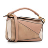 LOEWE Small Tricolor Calfskin and Suede Puzzle Satchel Secondhand