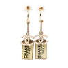 Chanel CC Gold Plated and Faux Pearls Nametag Drop Push Back Earrings Secondhand