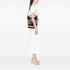 Burberry Medium Mega Check Canvas and Grained Calfskin Ashby Tassel Bucket Bag Secondhand