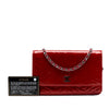 Secondhand Chanel CC Embossed Patent Camellia Wallet On Chain