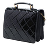 Chanel CC Quilted Patent Accordion Pushlock Top Handle Flap Secondhand